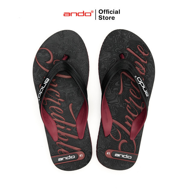 Ando Official Watson Flip Flops for Men - Black/Maroon