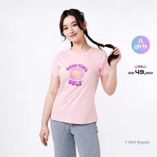  เสื้อยืดลําลอง แขนสั้น สีชมพู 1B000