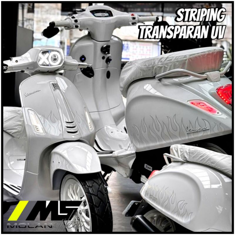 Decal สติกเกอร์ Striping โปร่งใส Uv ลาย Justin Bieber ลายไฟ สําหรับ Vespa Sprint 150, Primavera 150, LX 125/150, GTS iGet 2V 3V