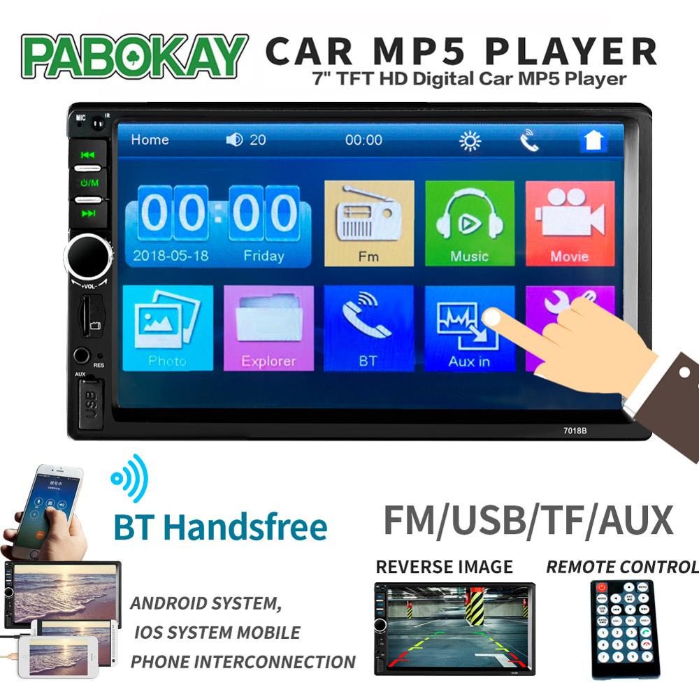 GS13 Pabokay Head Unit 2 Din Car Mp5 Player 7 นิ้วกล้องด้านหลัง 7018b สีดํา Or-i