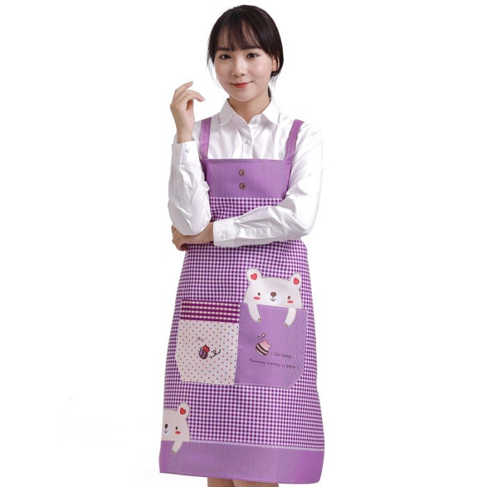 กันน้ํา Bear Motif Kitchen Barista ผ้ากันเปื้อนทําอาหาร Cm010