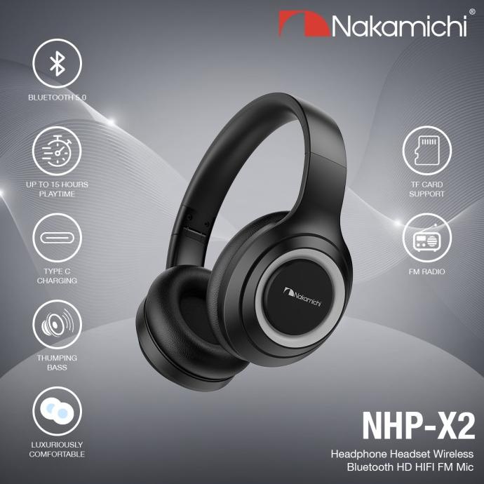 Nakamichi Nhp-X2 ชุดหูฟังบลูทูธไร้สาย Hd Hifi Fm Mic Limited Stock