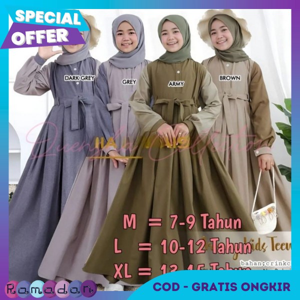 Simple Elegant Games Cool วัสดุเสื้อผ้า Games2023 เด็ก Cool ชุดรุ่นชุดยาวนําเข้า Khimar Motif Bju Ku