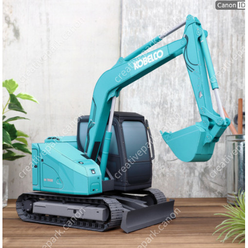 Excavator SK75SR-7 รถสีฟ้า PAPERCRAFT Miniature ACTION รูป DIY มือกระดาษหัตถกรรมของเล่นเพื่อการศึกษาเด็กผู้ใหญ่การเรียนรู้ของขวัญเกม diecast Art กระดาษพับ