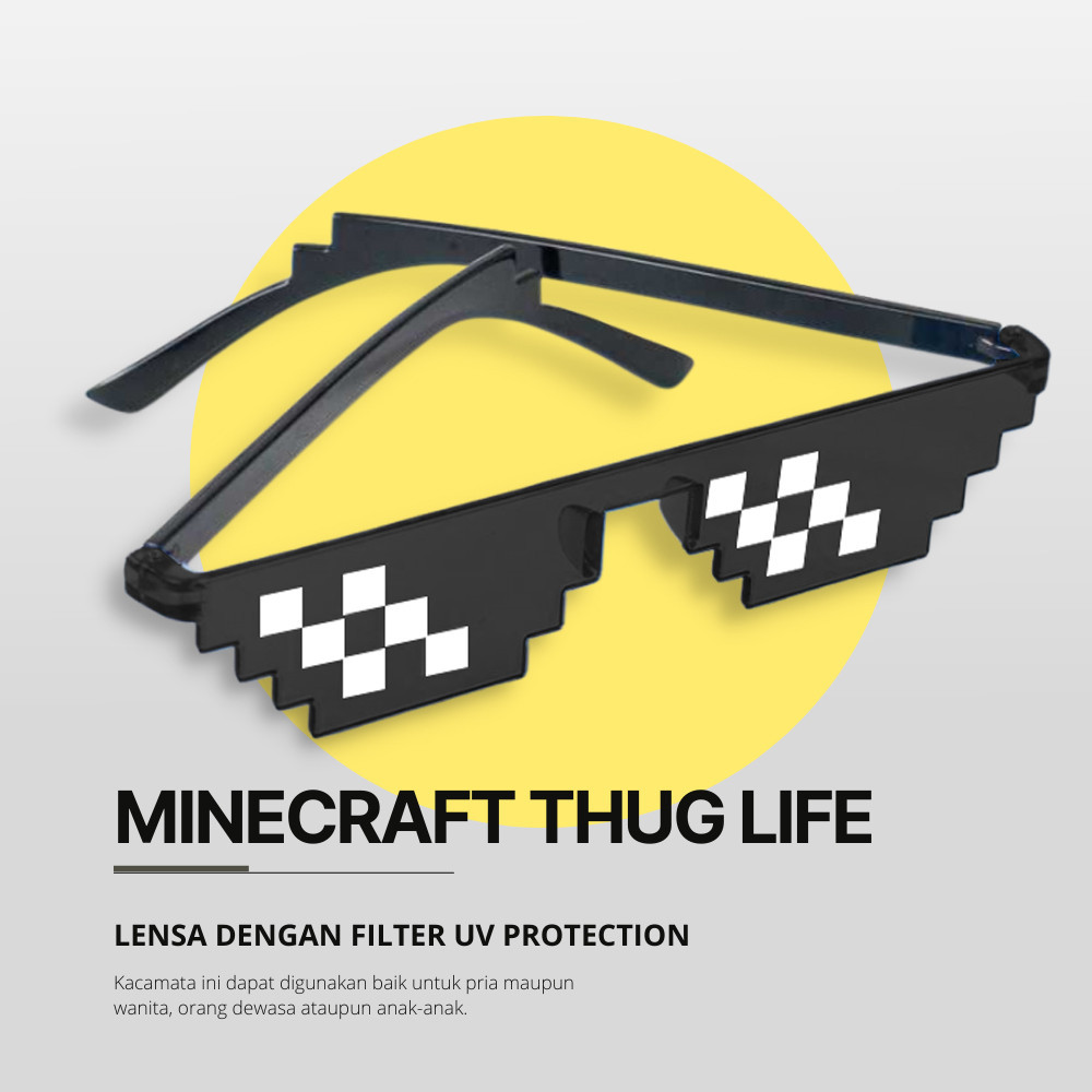 Hitam MATA Pixel Minecraft Mosaics Thug Life Glasses/Thug Life Meme Glasses/Unique 8-Bit Photochromic แว ่ นตากันแดด/Anti UV Pixel Minecraft Mosaics แฟชั ่ น Retro Hip-pop แว ่ นตา Minecraft Unique Items/8- . แว ่ นกันแดดMinecraft Bitแว ่ นตา