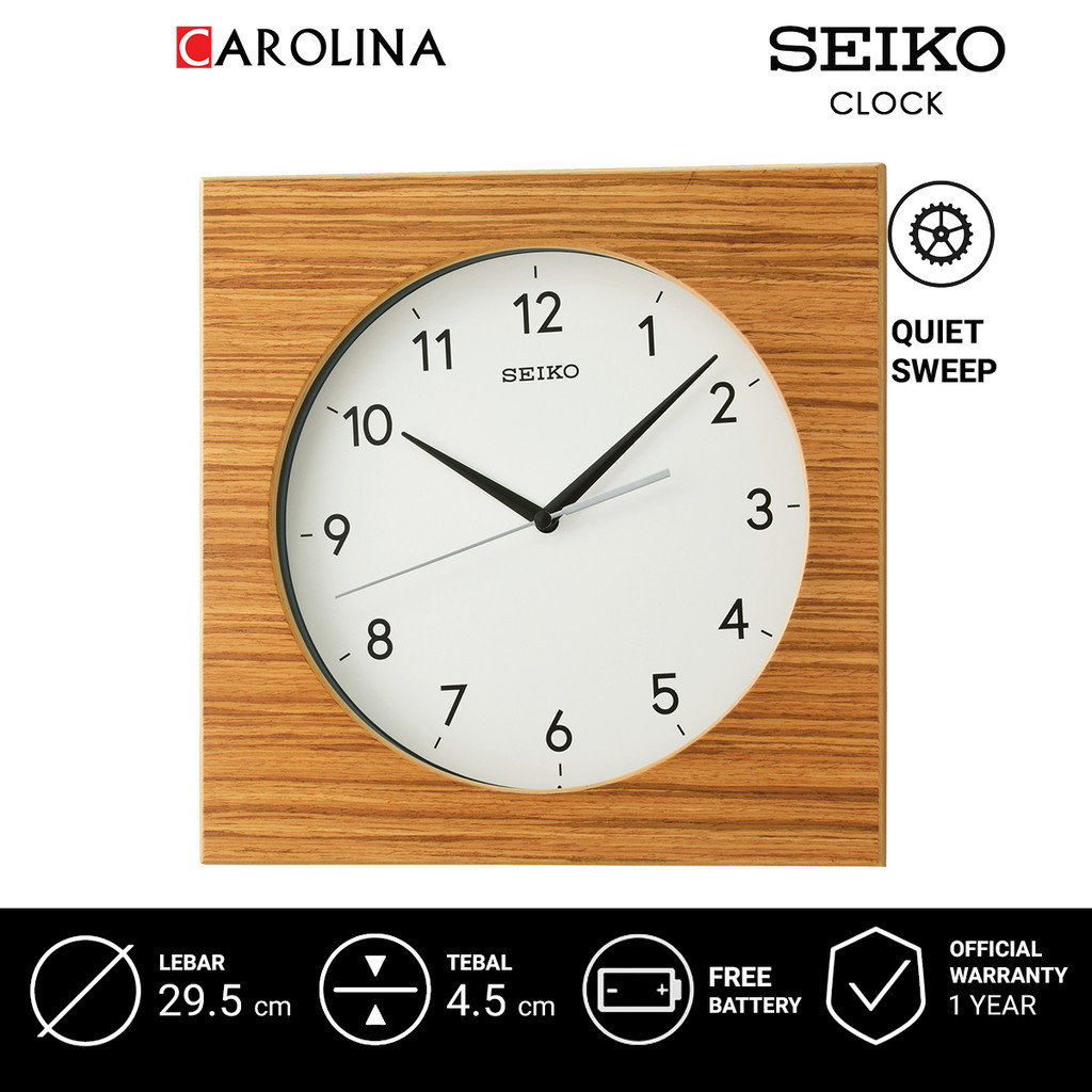 นาฬิกาแขวนผนัง QXA766B SEIKO QXA766B Quite Sweep Analog Brown Case White Dial Wooden Wall Clock