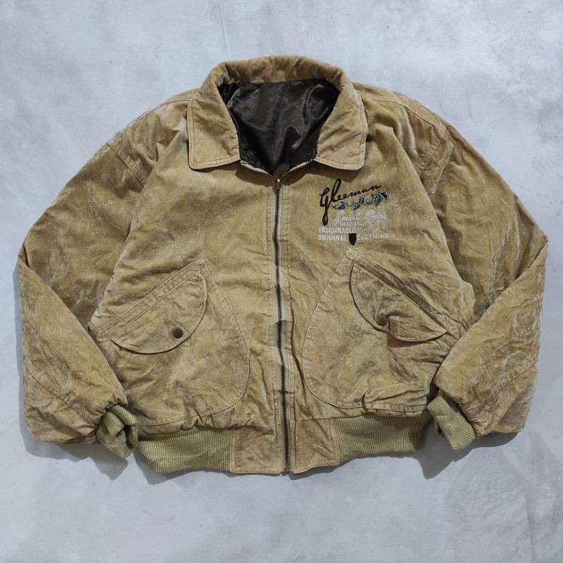 Gleeman เสื้อแจ็คเก็ตหนังกลับกํามะหยี่ลําลองสไตล์วินเทจ