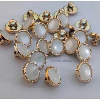 100 pcs Kancing Jamur datar list motif Gold/silver ukuran 11 mm 13 mm