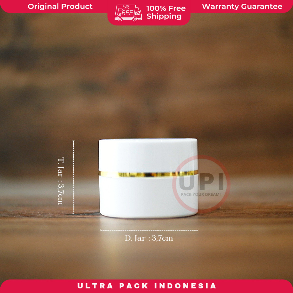 COSMETIC CREAM CONTAINER PACKAGING - 10GRAM FLAT PP CREAM POT WHITE GOLD LIST