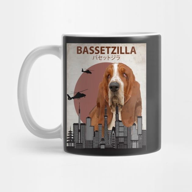 Bassetzilla – Monster Dog Coffee Mug Basset Hound Bassetzilla – Basset Hound Giant Dog Monster Coffe