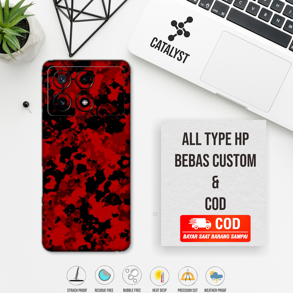 (ซื้อ 1 แถม 2) Garskin Skin Poco X6 Pro Fullbody Camo Motif O6F - สามารถปรับแต่งได้ - เคสสติ๊กเกอร์