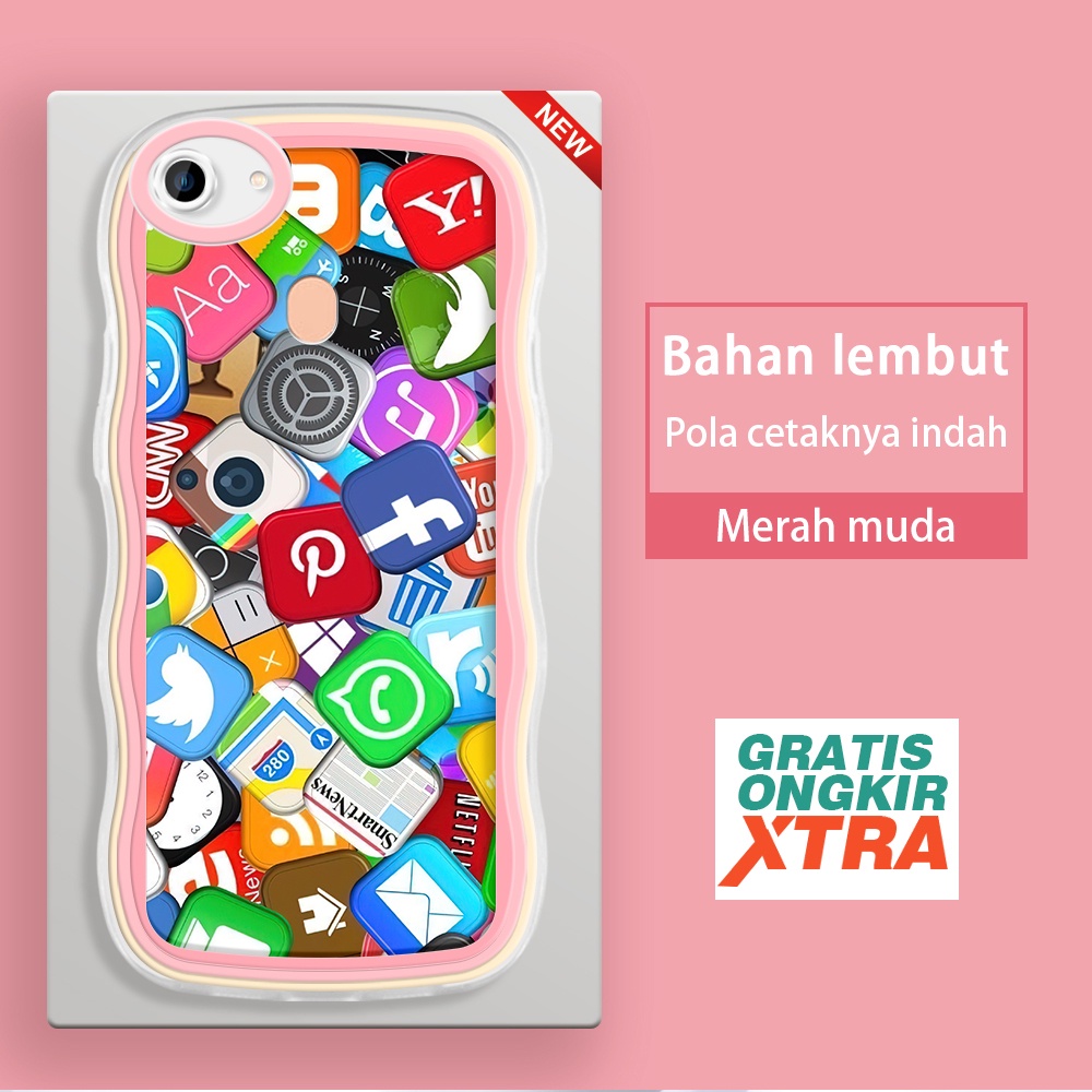 OPPO F3 F3Lite F5 F7 F9 F11 Pro Lite Plus Youth INS แฟชั่น Apple Icon Kesing hp Casing jelly อุปกรณ์