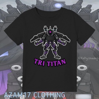 เสื้อยืด พิมพ์ลาย Tri Titan Skibidi สําหรับเด็กผู้ชาย และเด็กผู้หญิง