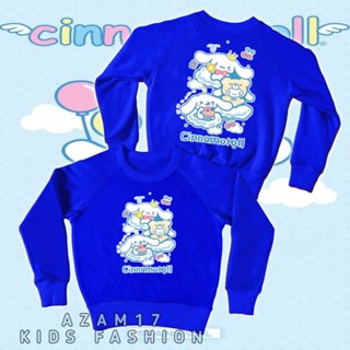 เสื้อกันหนาว คอกลม มีฮู้ด ลาย Cinnamoroll Free Nama Sanrio น่ารัก สําหรับเด็กผู้ชาย และเด็กผู้หญิง