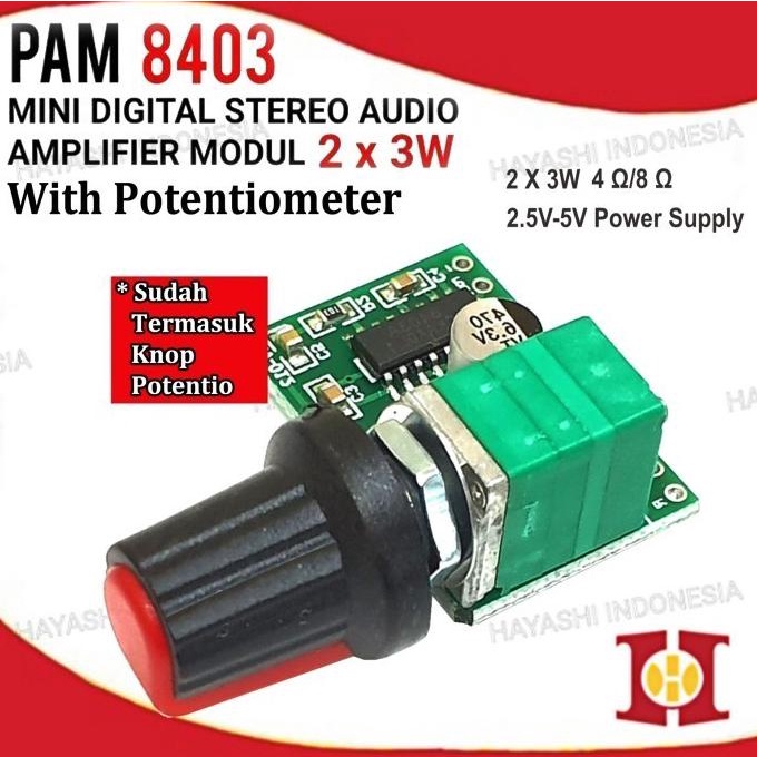Pam8403 AU-03 เครื ่ องขยายเสียงชุดมินิสเตอริโอเสียง 2x3W 5V 2Ch 3W Potentio