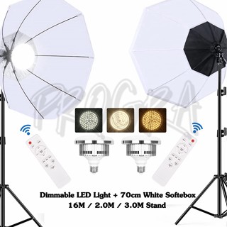 ใหม่ พร้อมส่ง ชุดไฟซอฟท์บ็อกซ์ LED หรี่แสงได้ สีขาว สําหรับถ่ายภาพสตูดิโอ