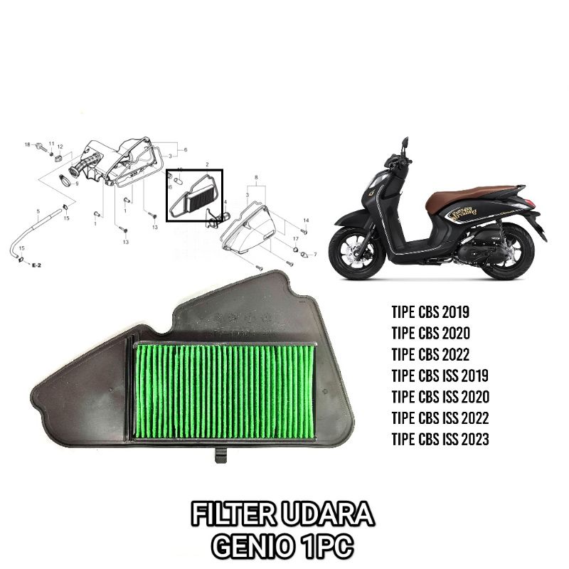 Genio Air Filter (2019) - Air Filter Screen Air Cleaner Plug A/C Drain Honda Genio Scoopy eSP K2F Be