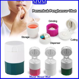 MMM Alat Penghancur Obat 4In1 Praktis Gerusan Obat Tablet Tempat Penyimpan Pil Dengan Pisau Penggerus Obat Cutter Pill