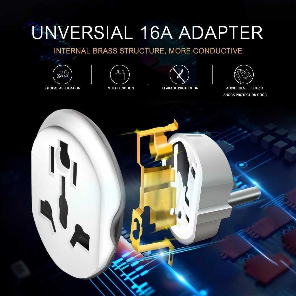 อะแดปเตอร์สําหรับเดินทางอเนกประสงค์แบบวนซ้ํา AU US UK เป็น EU Plug 16A - N16