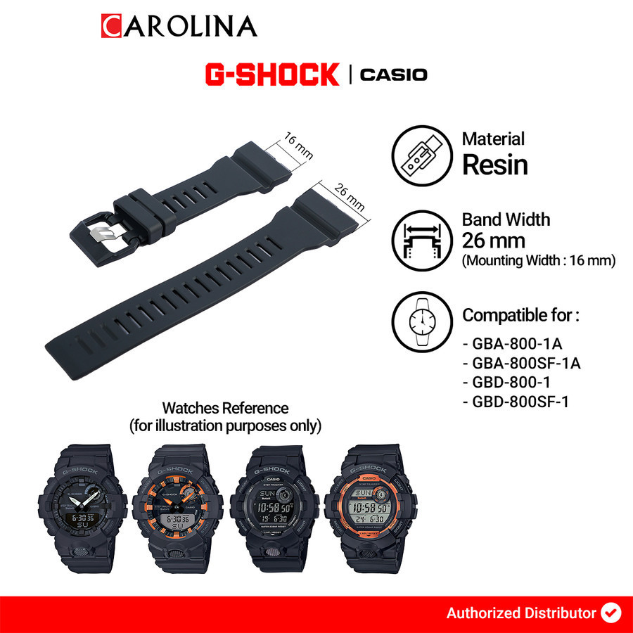G-SHOCK GBA-800 / GBA-800SF / GBD-800 / GBD-800SF 26 มม. สายเรซิ่นสีดํา 10561443