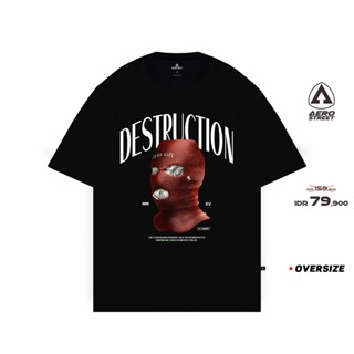  เสื้อยืด โอเวอร์ไซซ์ ลาย Destruction สีดํา FADAA