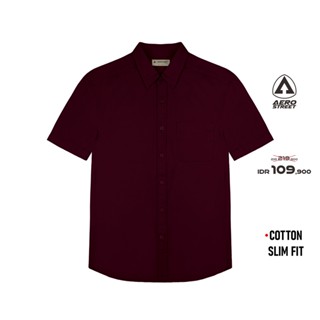  Parker Maroon เสื้อเชิ้ตสั้น ผ้าฝ้าย สีเข้ม QBBAA