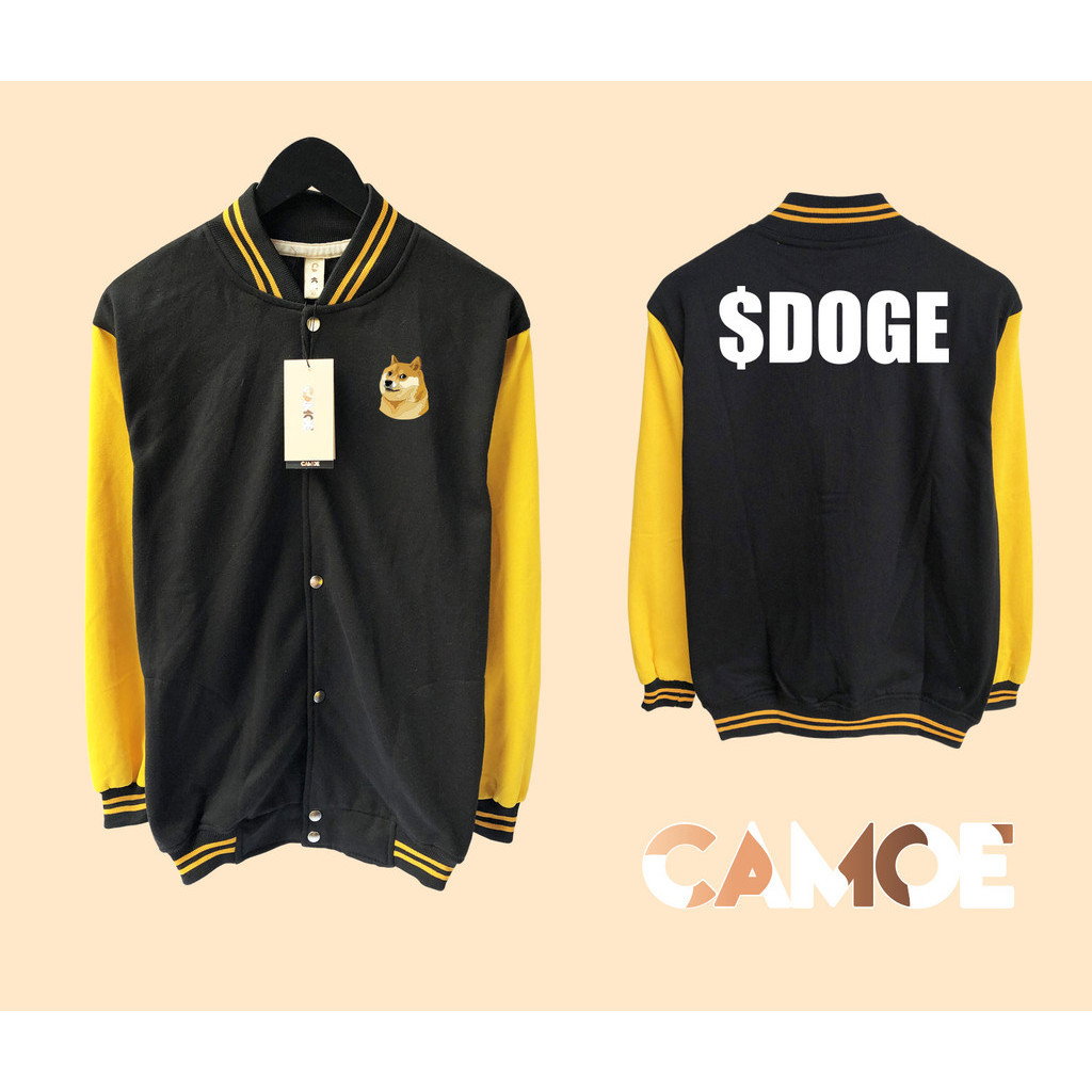 Camo Crypto Meme Coin Doge Coin Varsity Jacket