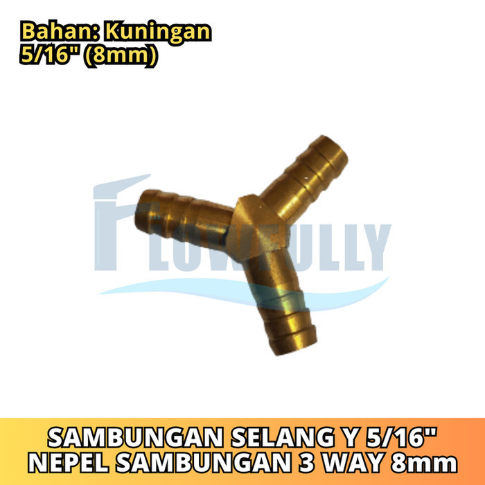 5/16 INCH BRASS Y CONNECTION NEPEL 3 WAY Y HOSE CONNECTOR CONNECTOR