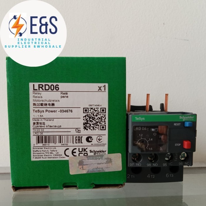 รีเลย์โอเวอร์โหลดความร้อน Scheneeder Lrd06 1-1.6A / Lrd 06 Scheneider Premium