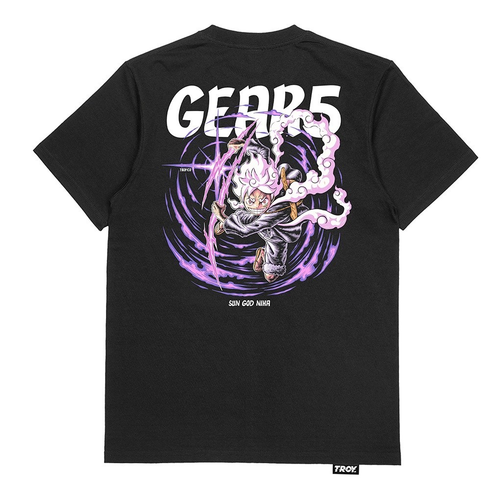 Troy Company Tshirt Black One Piece Luffy Gear Five MT 2380