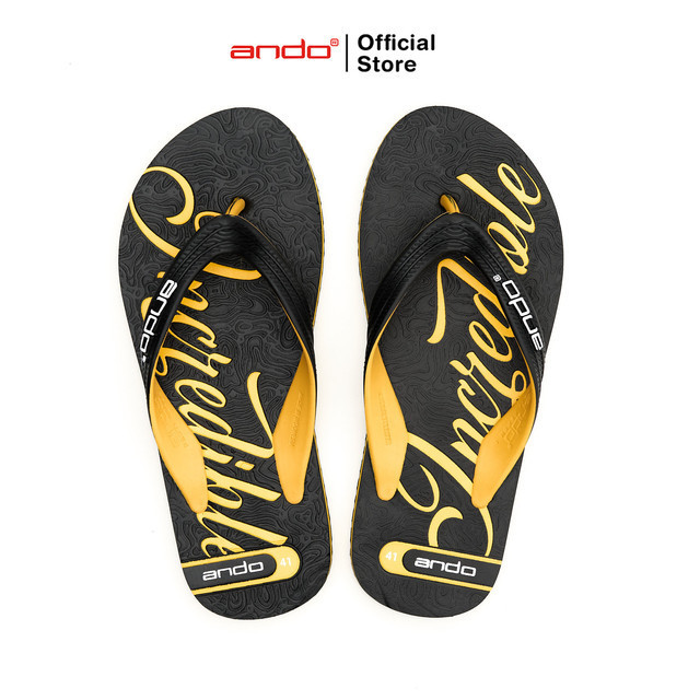 Ando Official Watson Flip Flops for Men - สีดํา/เหลือง