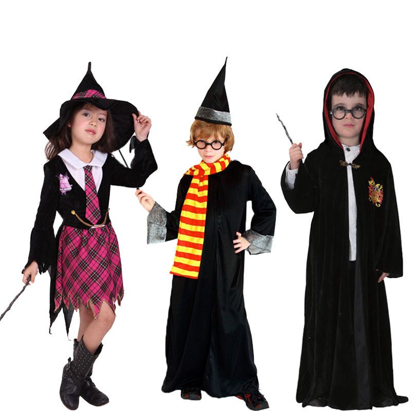 ❐ฮาโลวีนเครื่องแต่งกายเด็กชายและหญิงพรหมแสดง cos นักมายากล Harry Potter Hermione little Miaoli เสื้อ