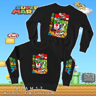 เสื้อกันหนาว คอกลม มีฮู้ด ลาย Super Mario Film Games Mario Bross สําหรับเด็กผู้ชาย และเด็กผู้หญิง