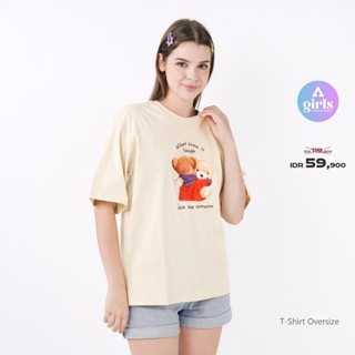  เสื้อยืดโอเวอร์ไซซ์ พิมพ์ลายตุ๊กตาเท็ดดี้ฮักครีม Kaos 1B000