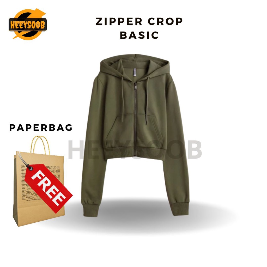 Zipper hoodie basic crop zipper hm crop top Women&39;s korean crop top sweater jacket