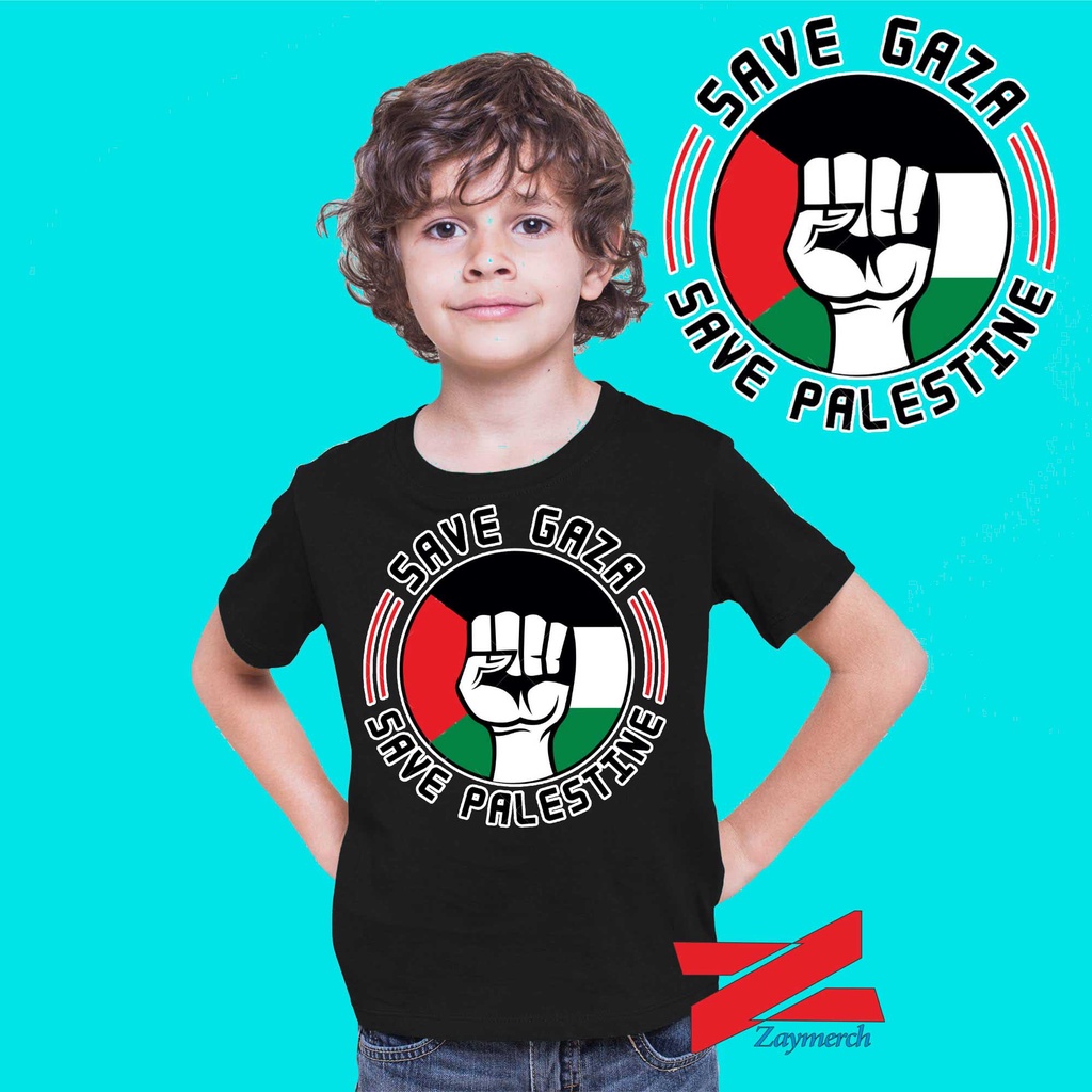 Save gaza plosstine เสื้อยืดเด็กประหยัดเสื้อผ้าเด็กโลโก้ gaza plosstine