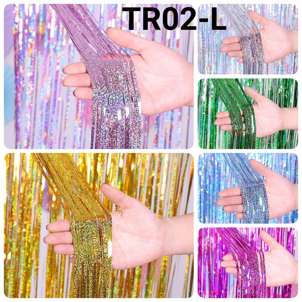 TR02-L ตกแต่งม่านปาร์ตี้หยดด้านหลัง พู่ฟอยล์เลเซอร์ (Background) ลูกโป่งมะละกอ