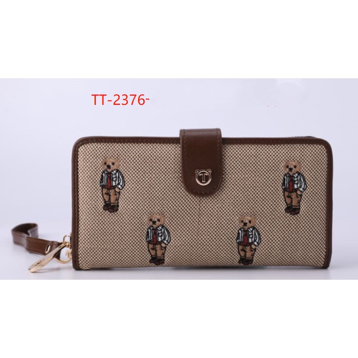 Ttwn Bear Original TT2376 กระเป๋าสตางค์ใบยาว สีน้ําตาล สําหรับผู้หญิง TTWNBEAR
