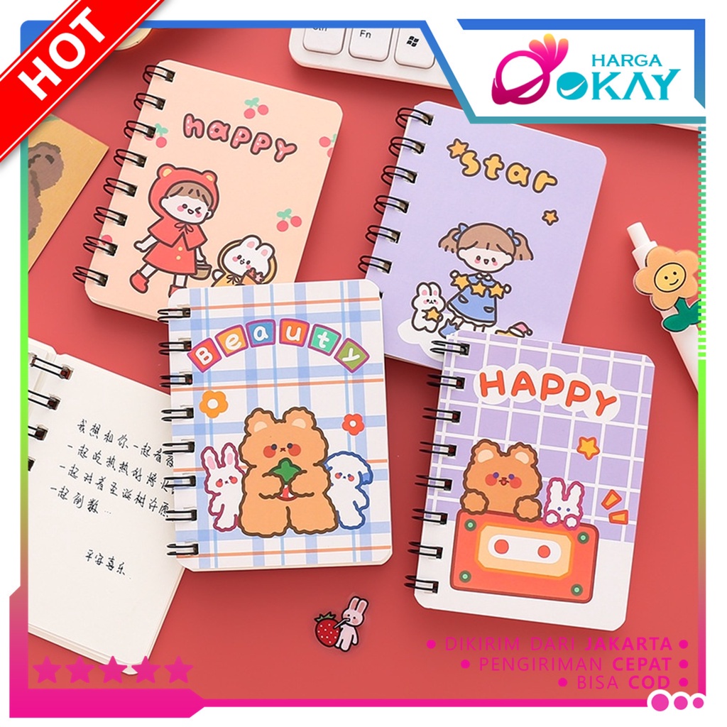 HO Notebook Ring Cartoon Motif Spiral Memo Notebook Mini Binder Character Notebook