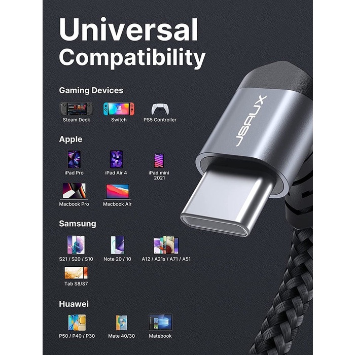 Jsaux Cc0034 90 องศา Type C ถึง Type C สายเคเบิลมุมขวา Rog Ally