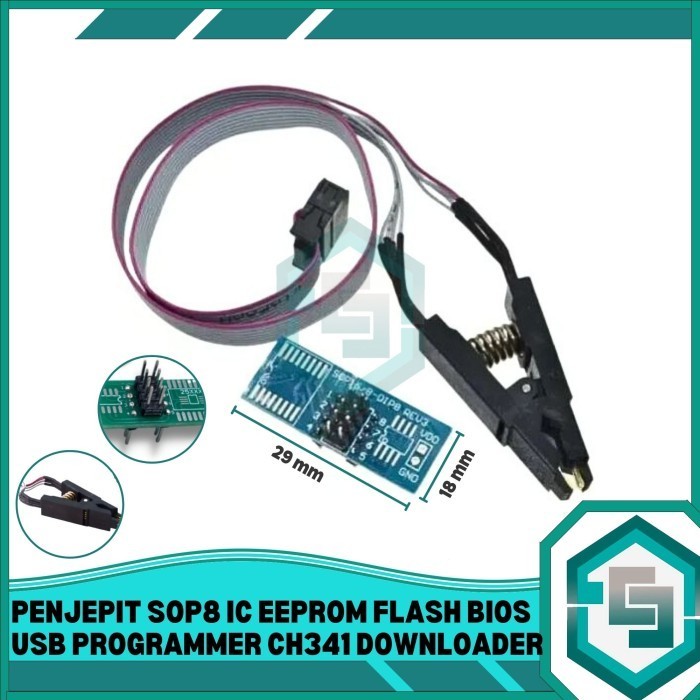 Clamp Sop8 Ic Eeprom Flash Bios โปรแกรมเมอร ์ Usb Ch341 Downloader