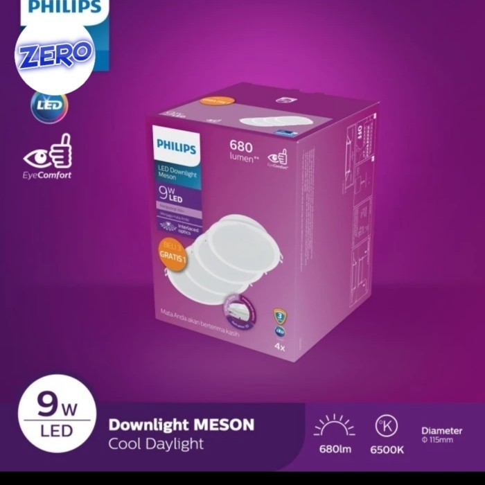 Philips LED DOWNLIGHT แพ ็ คเกจ 9W 3 ฟรี 1 PHILIPS MESON 9W 59449 G5