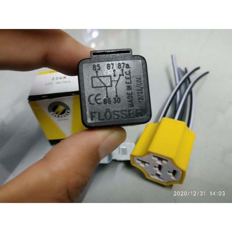 RELAY FLOSSER 2268 12V 30/40a 5 LEGS RELAY BREAKER 87a + SOCKET RELAY CERAMIC