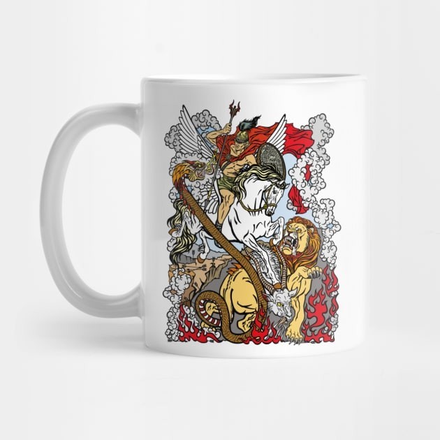 แก้วกาแฟ Bellerophon กับ Chimera Bellerophon ต่อสู้แก้วกาแฟ Chimera