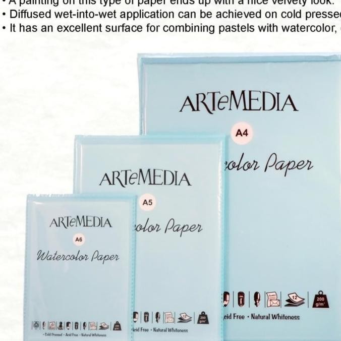 กระดาษสีน้ํา Artemedia A4 200gsm 12 sht