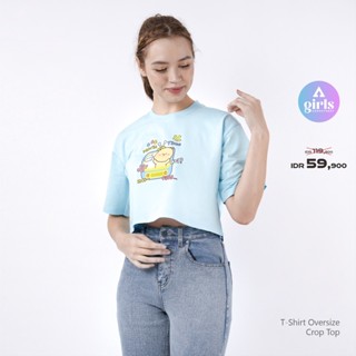  เสื้อยืดครอปท็อป ขนาดใหญ่ ลายภาพยนตร์ Time Baby Blue Kaos 1C000