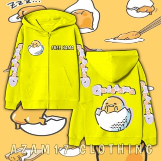 Gudetama เสื้อแจ็กเก็ต มีฮู้ด แต่งซิป พิมพ์ลายตัวอักษร Sanrio สําหรับเด็กผู้ชาย และเด็กผู้หญิง