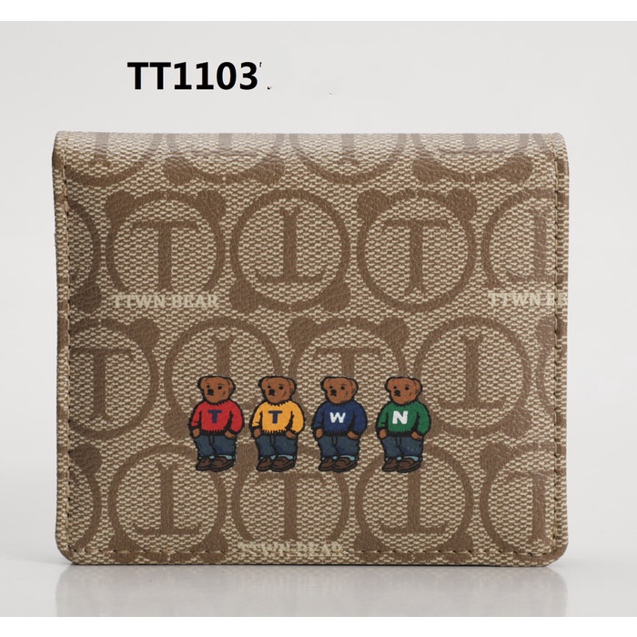 Ttwn Bear Original TT1103 กระเป๋าสตางค์ แบบพับได้ สําหรับผู้หญิง TTWNBEAR
