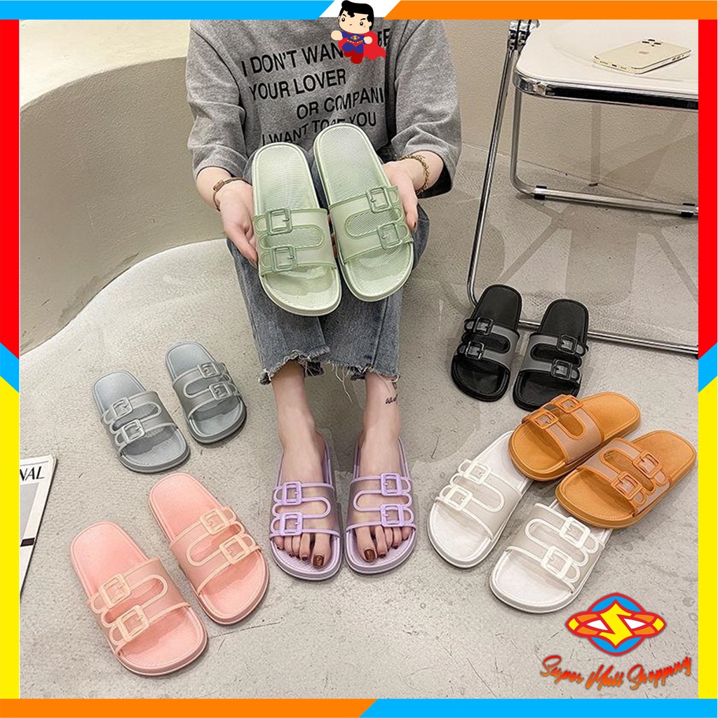 SMS Jelly Rubber รองเท้าแตะผู้หญิง 6499 คุณภาพรองเท้าแตะบ้านสายคล้องคอ Slop EVA รองเท้าแตะกันลื่นนุ่