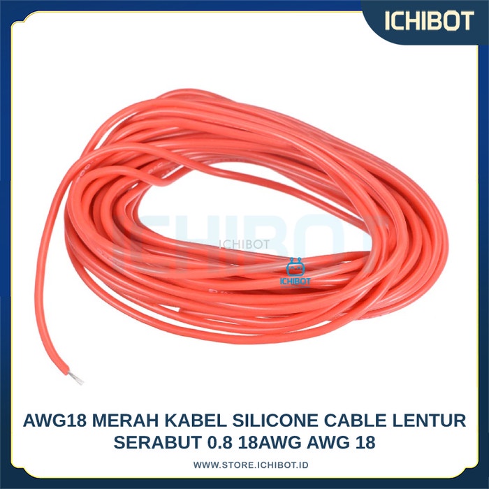 MERAH AWG18 สายซิลิโคนยืดหยุ่นสีแดง 0.8 Stranded 18AWG AWG 18